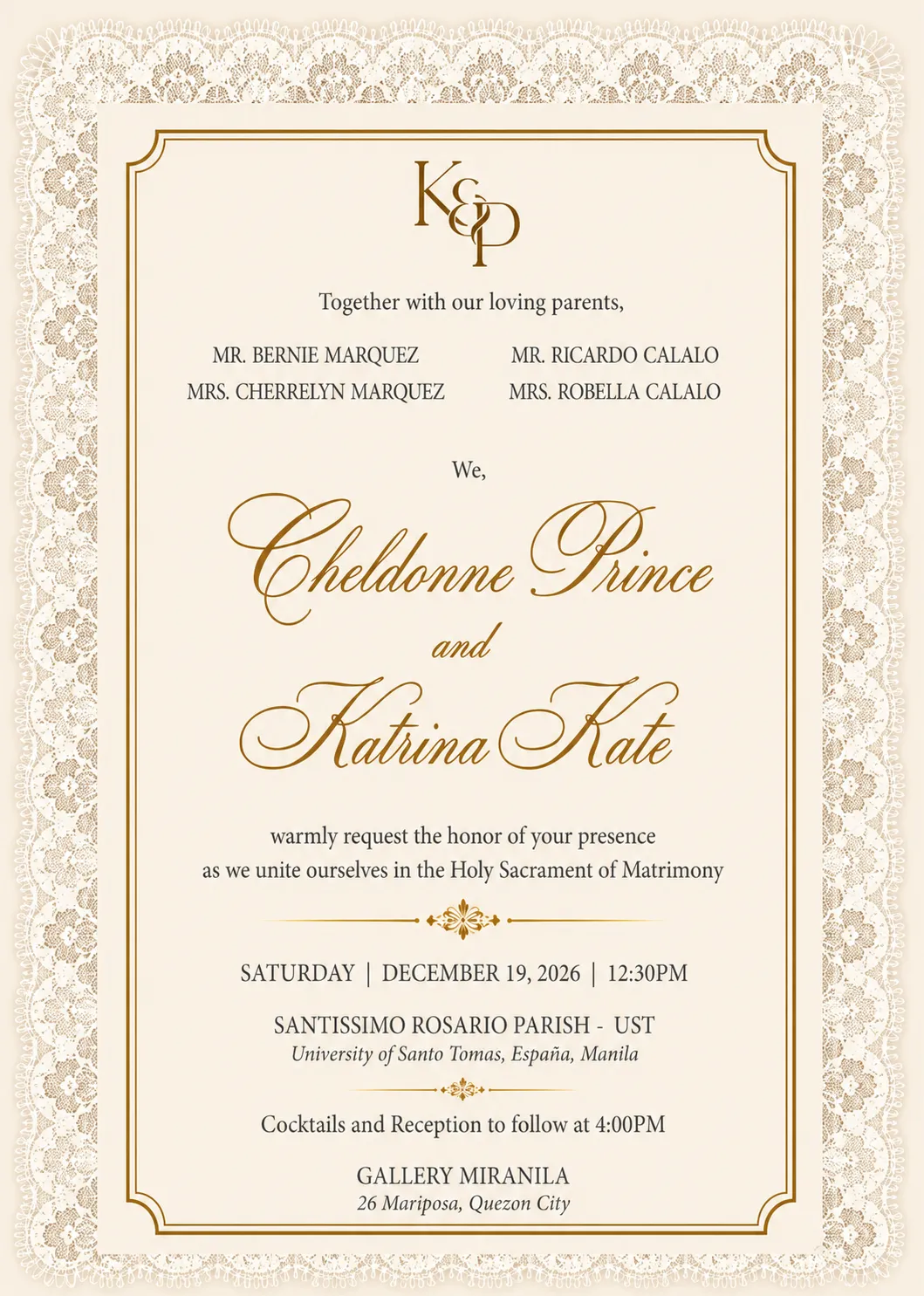 Printed invitation